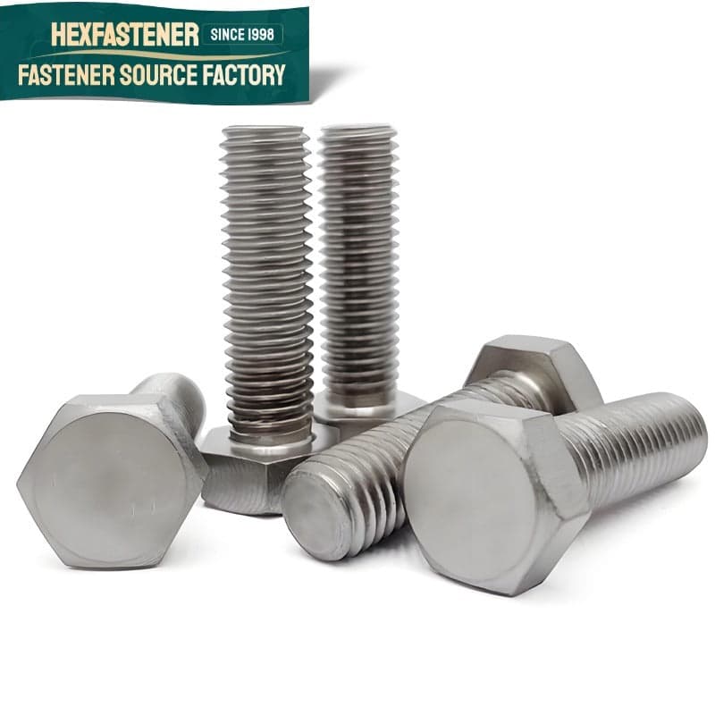 Hex Head Bolt — Titanium Hex Bolts Grade 1 Grade 2 Grade 3 Grade 4 ASTM B348 UNC UNF Thread ASME B18.2.1 Plain Natural Color Fastener