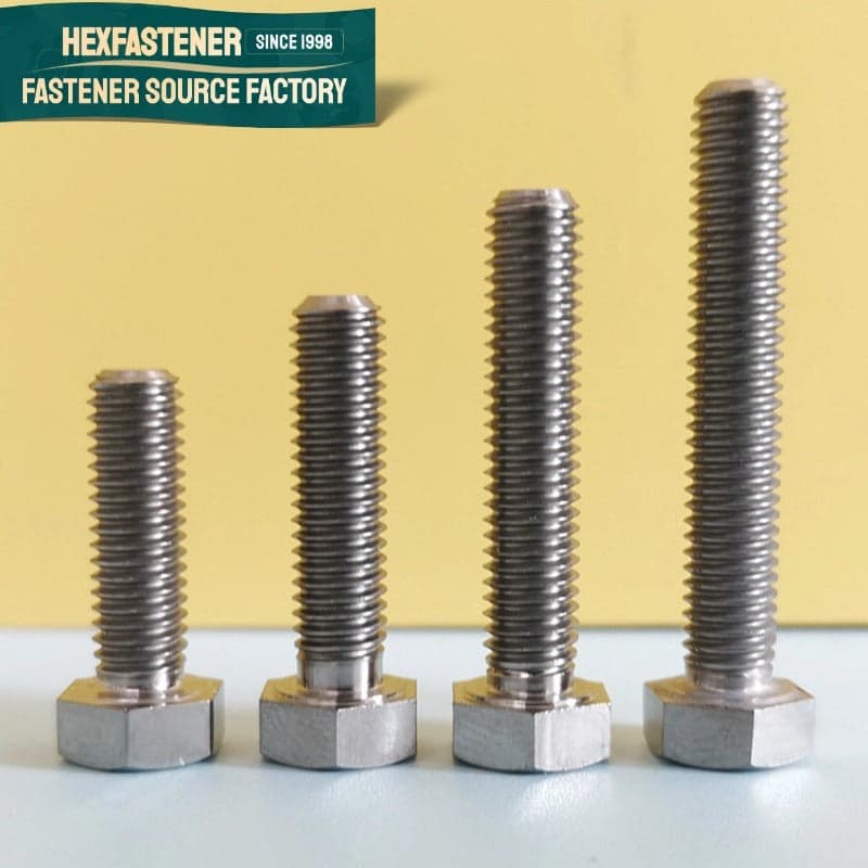 Hex Head Bolt — Titanium Hex Bolts Grade 1 Grade 2 Grade 3 Grade 4 ASME B18.2.1 UNC UNF Thread Plain Natural Finish Fully Threaded Aerospace