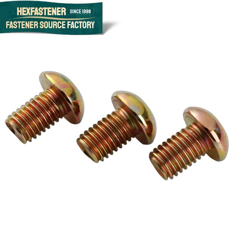 Dome Head Socket Screws Carbon Steel Gold Zinc Plated UNC Thread ASME B18.6.3 Round Head Allen Bolts Yellow Chromate Finished