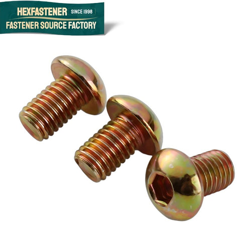 Round Head Allen Socket Cap Screws Carbon Steel Yellow Zinc Plated Finish UNC UNF Class 2A ASME B18.6.3 Imperial Inch Threads