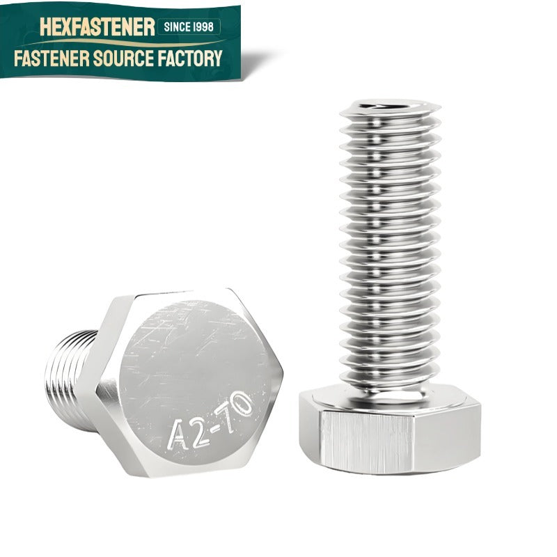 Hex Head Bolt — 5/16-18 UNC Hex Head Bolt 304 SS Plain Finish A2-70 ASME B18.2.1 Coarse Thread Hex Bolt