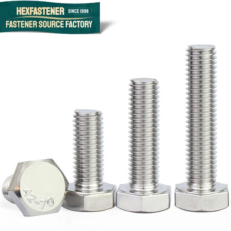 Hex Head Bolt — 10#-32 UNF Hex Head Bolt 304 Stainless Steel Plain Finish A2-70 ASME B18.2.1 Fine Thread Hexagon Bolt