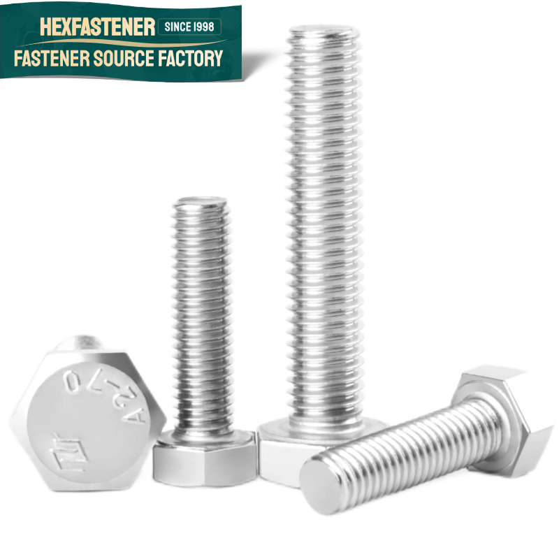 Hex Head Bolt — 304 Stainless Steel Hexagon Head Bolt  Asme Ansi Unf 10#-32 1/4-28 5/16-24 3/8-24 1/2-20  A2-70 Full Thread Hex Head Bolts