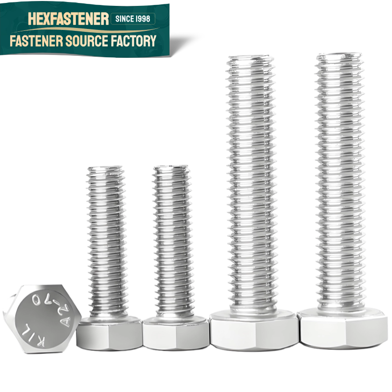 Hex Head Bolt — ASME ANSI Certified 304 Stainless Steel Hexagon Head Bolts UNC 4# 6# 8# 10# Sizes 1/4-20 3/8-16 5/16-18 1/2-13 5/8-11 Bolts