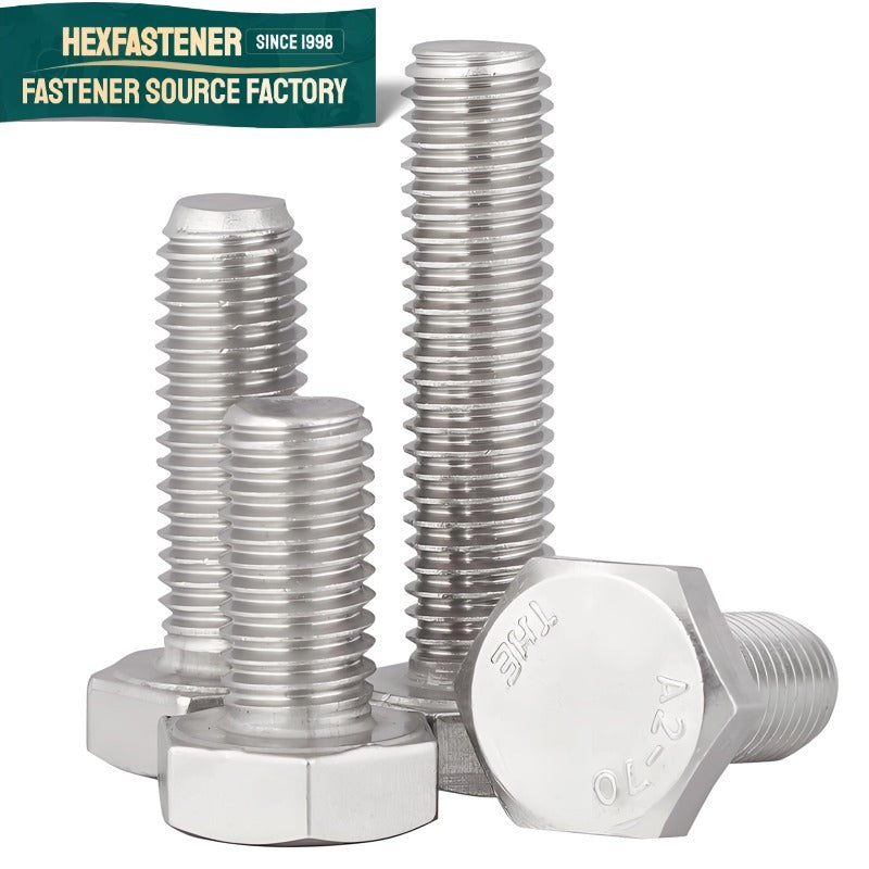Hex Head Bolt — ASME B18.2.1 UNC Hexagon Head Bolt 304 Stainless Steel 1/4-20 5/16-18 3/8-16 1/2-13 1-8 Plain Finish A2-70