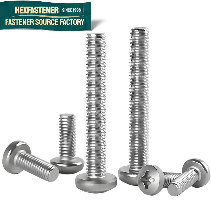 Pan Head Phillips Machine Screw — 304 Stainless Steel  #5-40 #2-56 #6-32 #8-32 #10-32 #1/4-20 #3-48 #4-40 Cross Pan Head Screw Recessed Screw Mini Machine Screw