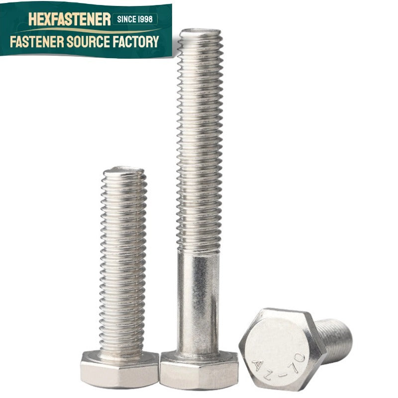 Hex Head Bolt — Marine Grade Hex Head Bolt 316 Stainless Steel UNC 1/2-13 7/8-9 1-8 Plain Finish A4-70 ASME B18.2.1