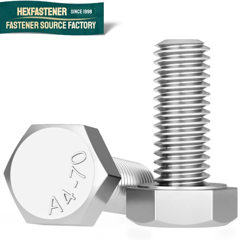 Hex Head Bolt — ASME B18.2.1 UNC Hexagon Head Bolt 316 Stainless Steel 1/4-20 to 1-8 Plain Finish A4-80 Full Thread Hex Bolt