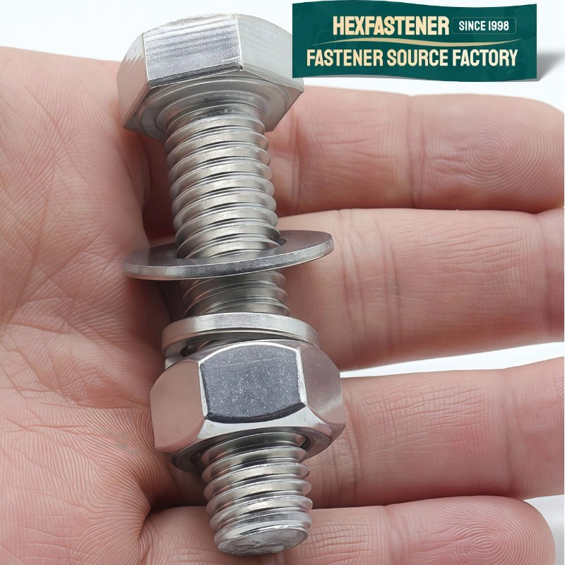 Hex Head Bolt — 316 Stainless Steel Hexagon Head Bolt ASME B18.2.1 UNC 1/4-20 5/16-18 3/8-16 1/2-13 7/8-9 1-8 Plain Finish A4-80 Full Thread
