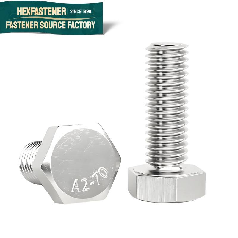 Hex Head Bolt — Combination UNC & UNF Hexagon Head Bolt 304 Stainless 10#-32 1/4-20 5/16-18 3/8-16 1/2-13 Plain Finish A2-70