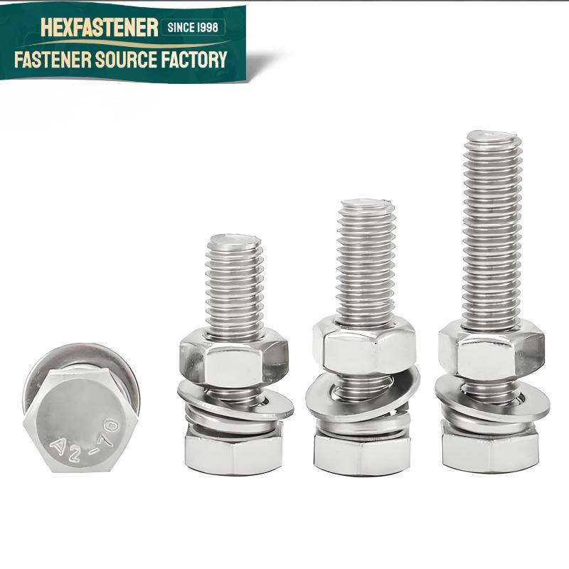 Hex Head Bolt — Combination UNC & UNF Hexagon Head Bolt 304 Stainless 10#-32 1/4-20 5/16-18 3/8-16 1/2-13 Plain Finish A2-70