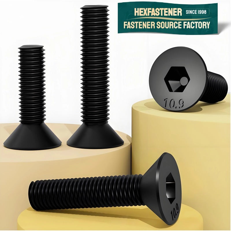 Flat Head Socket Cap Screw — Alloy Steel Flat Countersunk Head Hex Socket Cap Scr UNC 1/4-20 to 1/2-13 Black Oxide