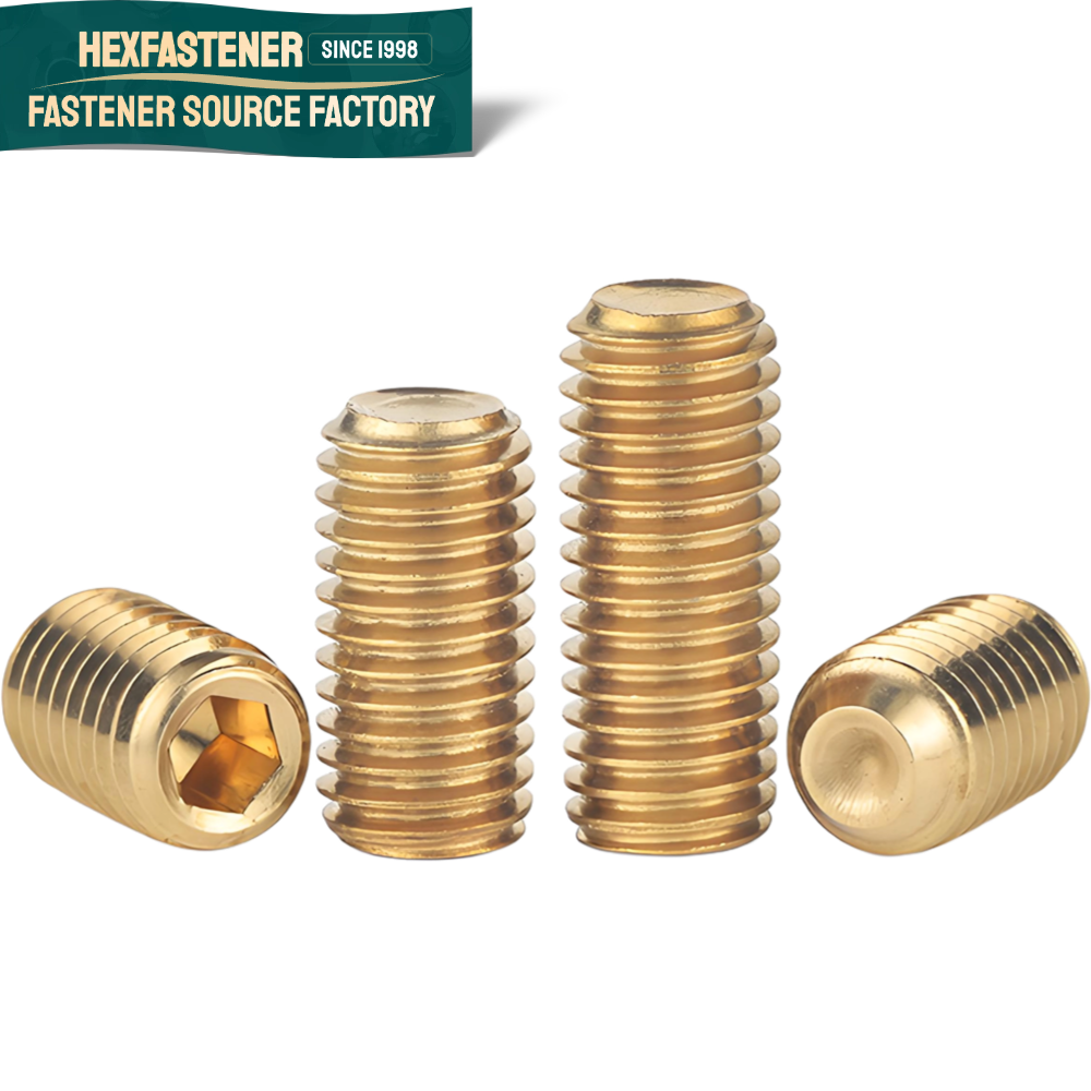 Socket Set Screw (Cup Point) — M1.4 M2 M3 M4 M6 M8 Yellow Brass H59 H62 Copper Bronze Hexagon Socket Set Screws With Cup Point DIN916 Brass H62 Set Screw
