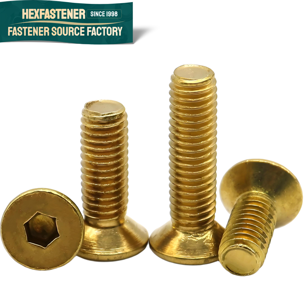 Flat Head Socket Cap Screw — Asme Unc 4# 6# 8# 1/4 3/8 5/16 3/8 M4 M5 M6 M8 Head Hexagon Socket Screw Machine Bolt Flat Head Hexagon Screws Brass H62