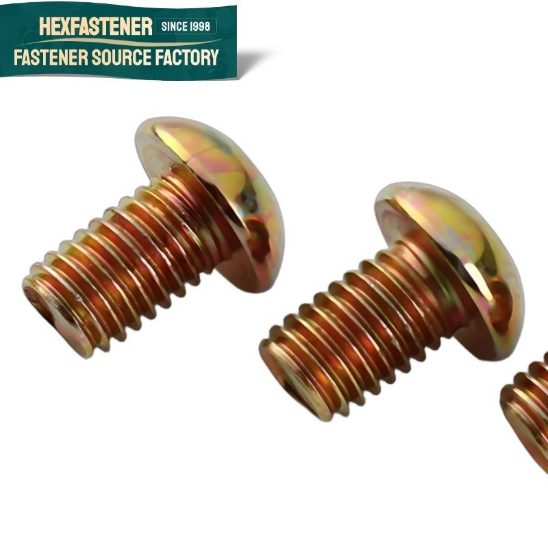 Button Head Socket Cap Screw — Button Head Socket Cap Screws Carbon Steel Yellow Zinc Chromate UNC Thread ASME B18.6.3 Round Head Allen Bolts Gold Color