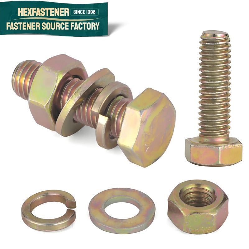 Hex Head Bolt — CL8.8 Yellow Zinc Hex Head Bolt UNC 1/2-13 5/8-11 3/4-10 Carbon Steel 1/2 Thd ASME 18.2.1 1-8 1-1/2-6 1-5/8-8 1-1/4-7 Unc