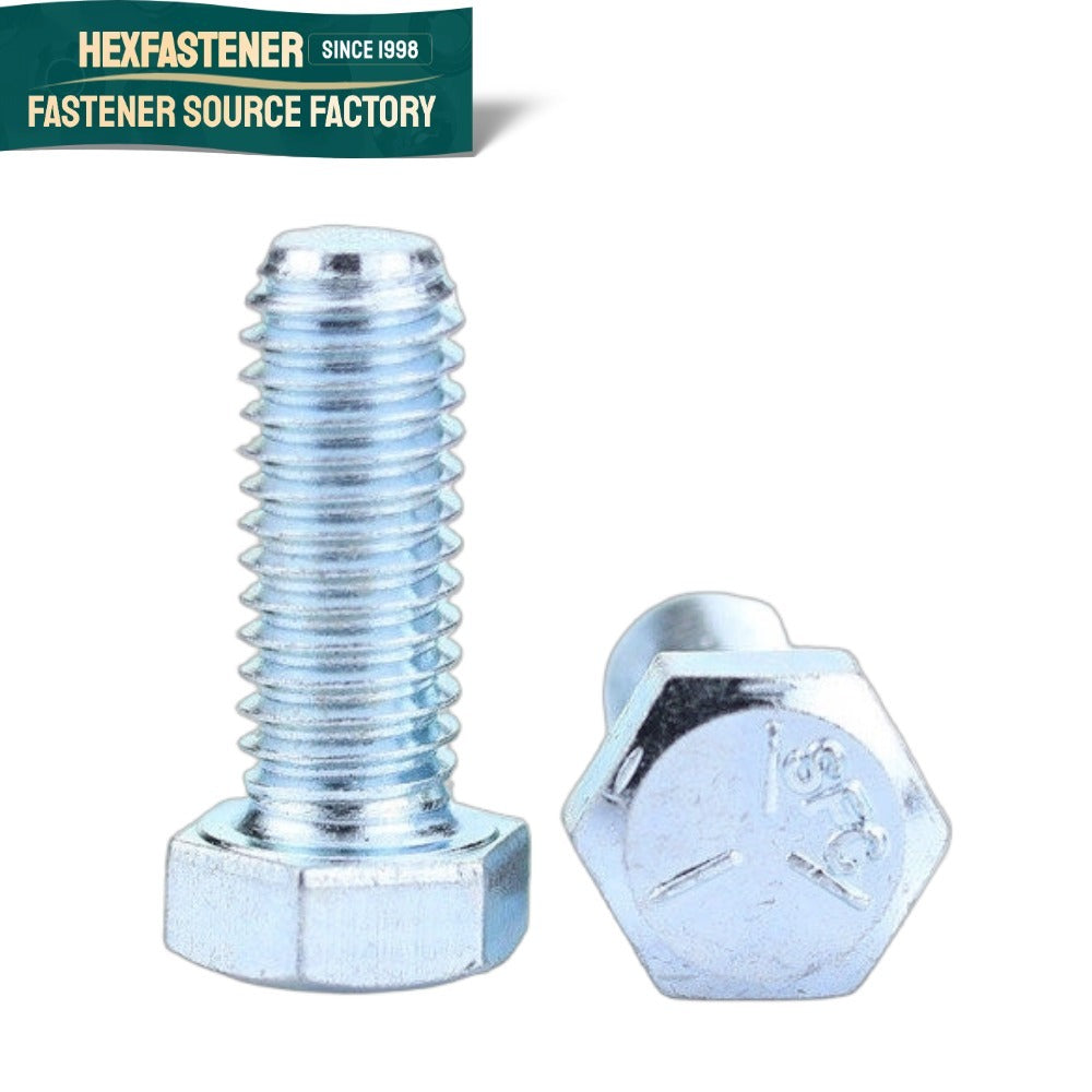 Hex Head Bolt — UNF Fine Thread Hex Head Bolt ASME B18.2.1 Grade 5 Zinc Plated Carbon Steel Sizes 1/4-28 to 7/8-14