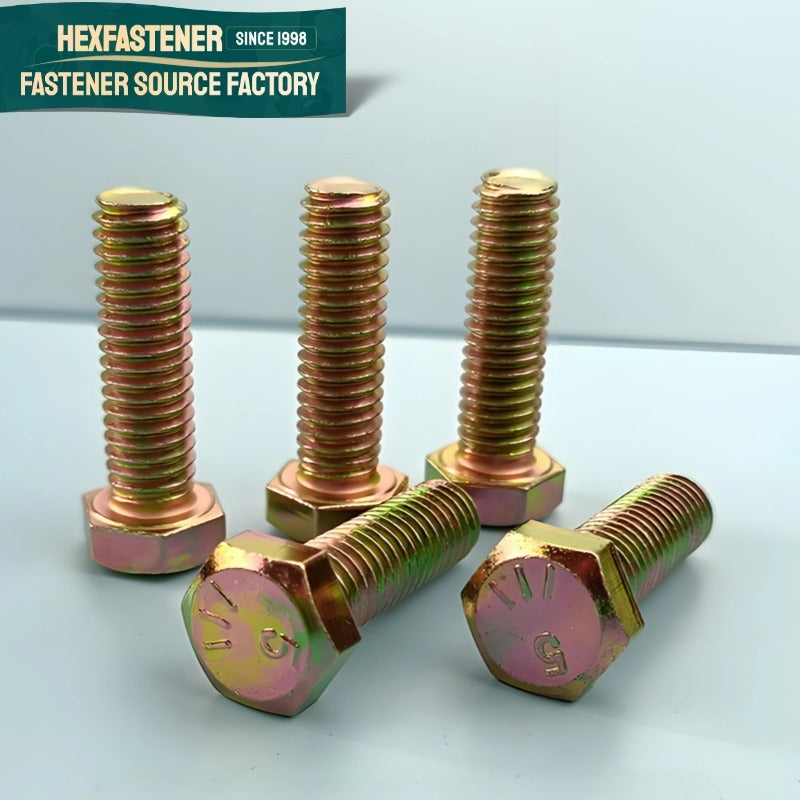 Hex Head Bolt — G8 YelZn Hex Bolt UNC 1/4-20 3/8-16 1/2-13 5/8-11 B7 C/Steel HalfThd ASME Heavy amse 18.2.1
