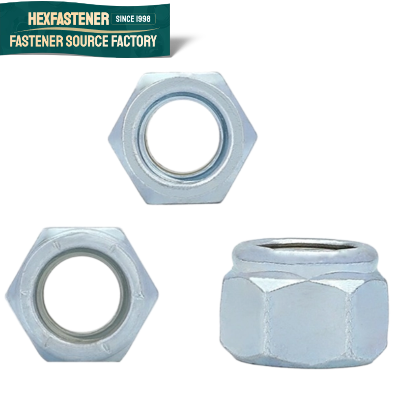 Nylon Insert Lock Nut — ASME 18.6.6 Hex Nylon Insert Lock Nut 1/4 5/16 3/8 10# 1-8 1-1/4-12UNC UNF Steel Zinc Plated Hexagon Self-locking Nuts Locknut