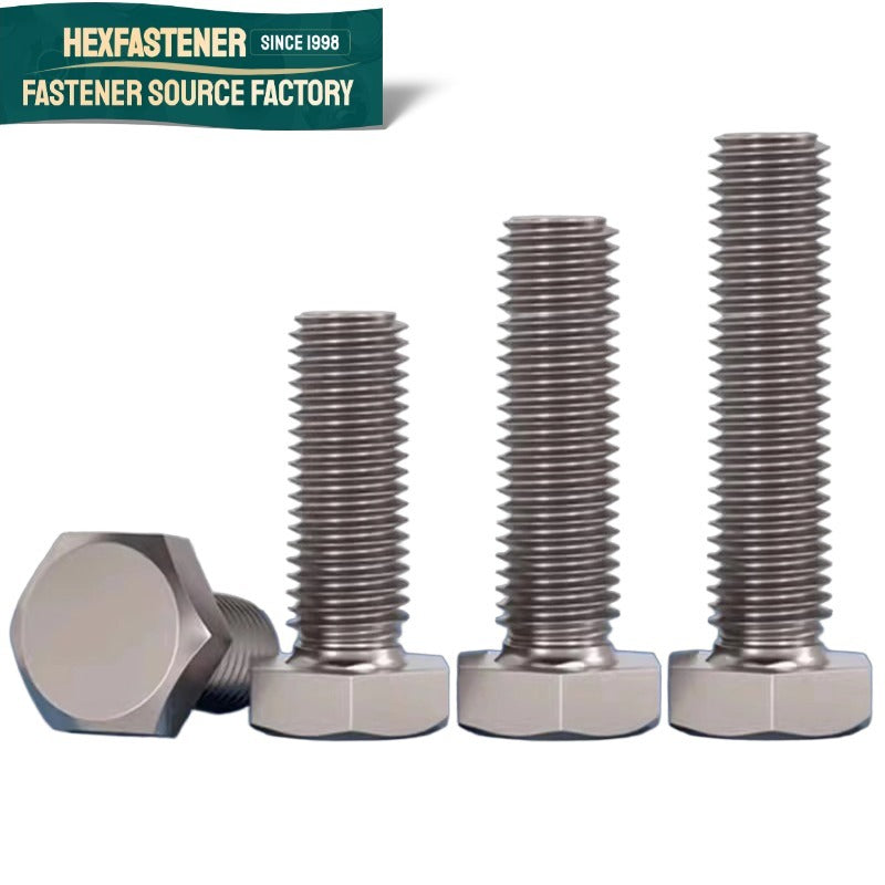 Hex Head Bolt — Grade 2 Titanium Hex Head Bolts UNC UNF ASME B18.2.1 Plain Natural Mill Finish High Strength Corrosion Resistant Fasteners